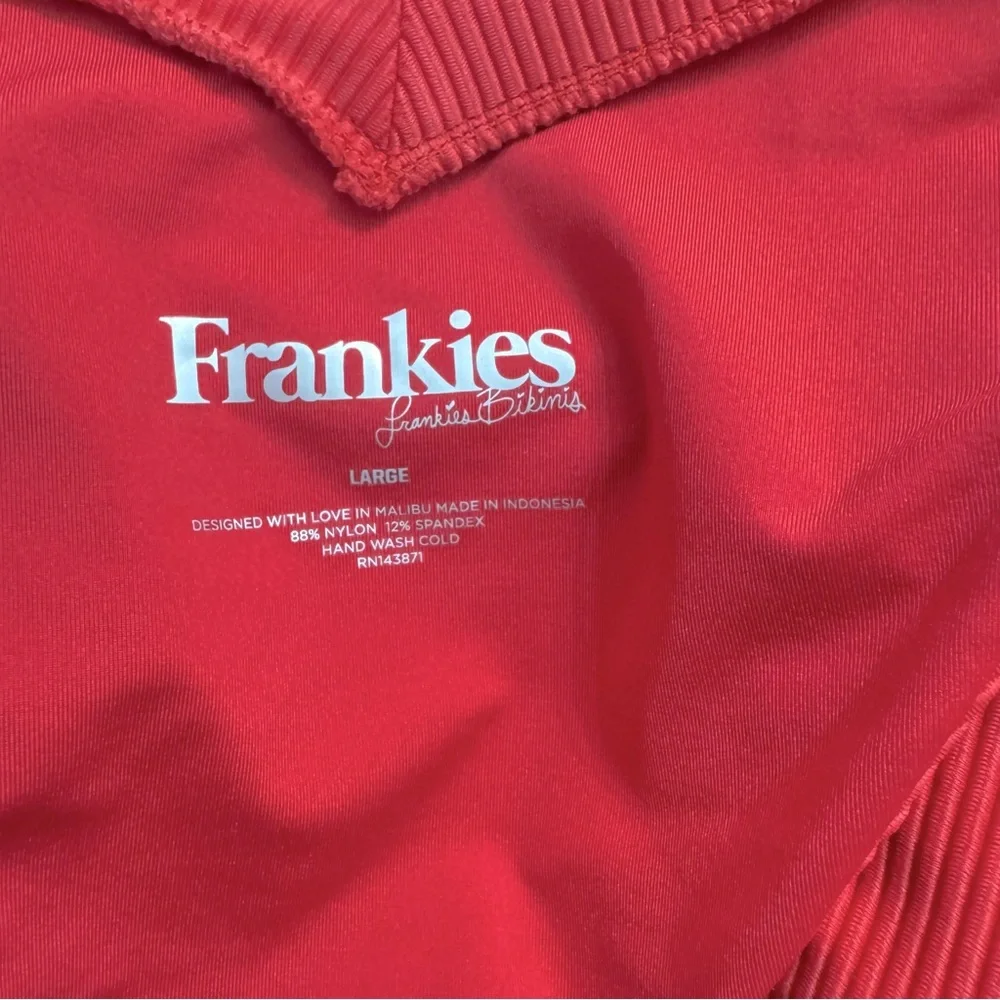 NEW‎ Frankies Bikinis Austin Ribbed Bottom in Cherry Red women’s Sz L